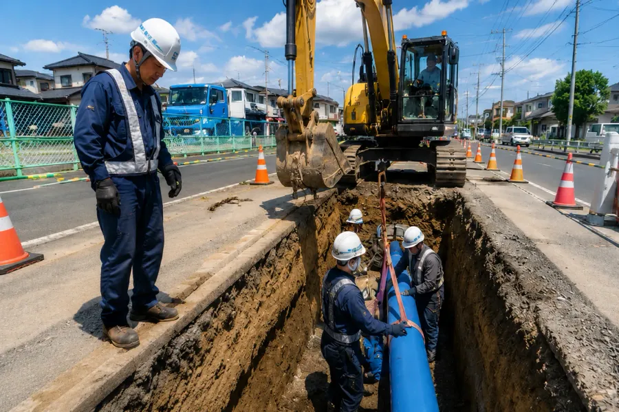 水道管掘削・布設工事