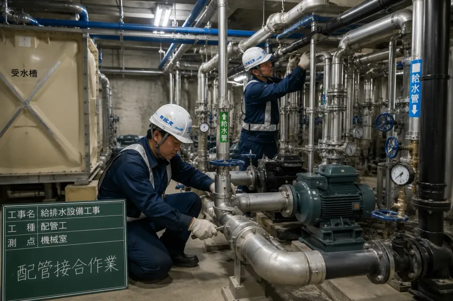 給排水設備工事 機械室配管