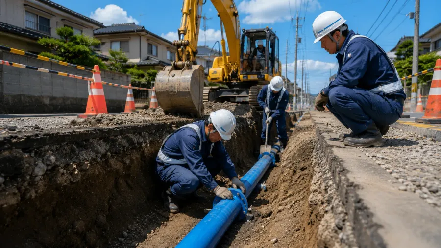 配水管布設替工事 施工中